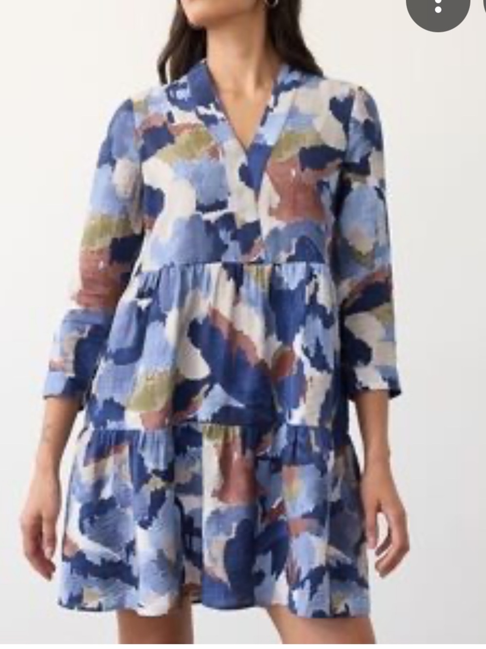 Reitmans Blue and Brown Abstract Pattern Top